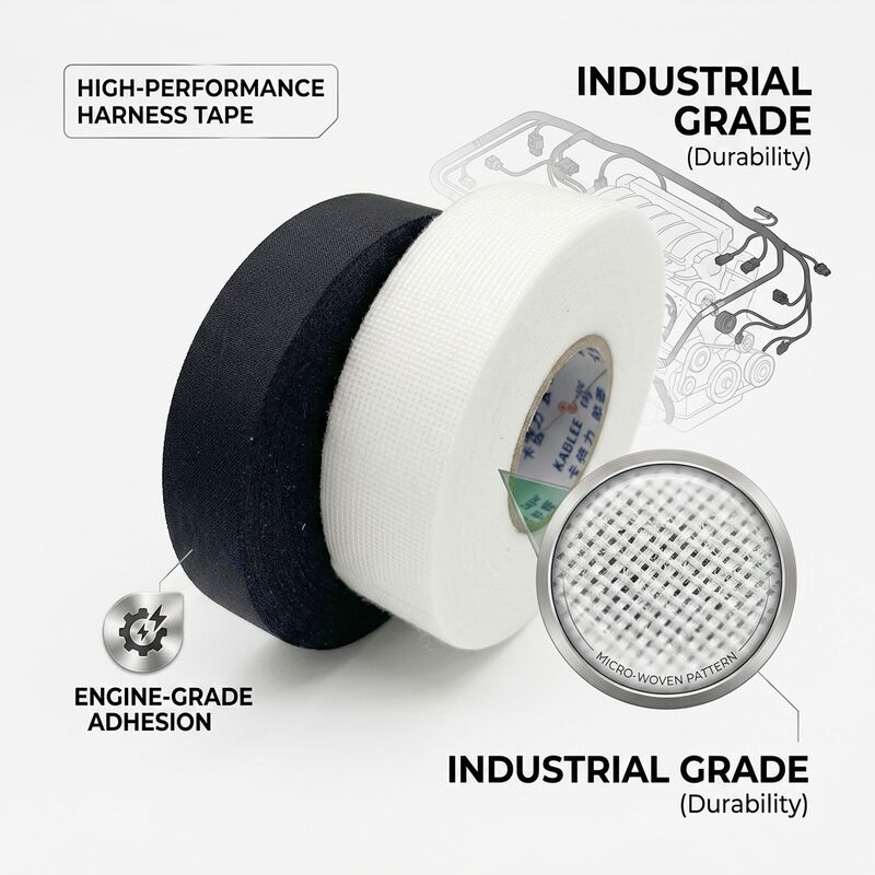 0.25mm Kablee T01 Slijtvaste Automotive Doek Draadbundel Tape Zwart Oranje 25m Rol